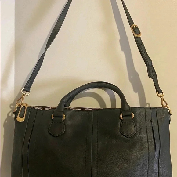 T Tahari black leather satchel handbag - Picture 2 of 15